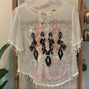 Free people sequined and beaded top